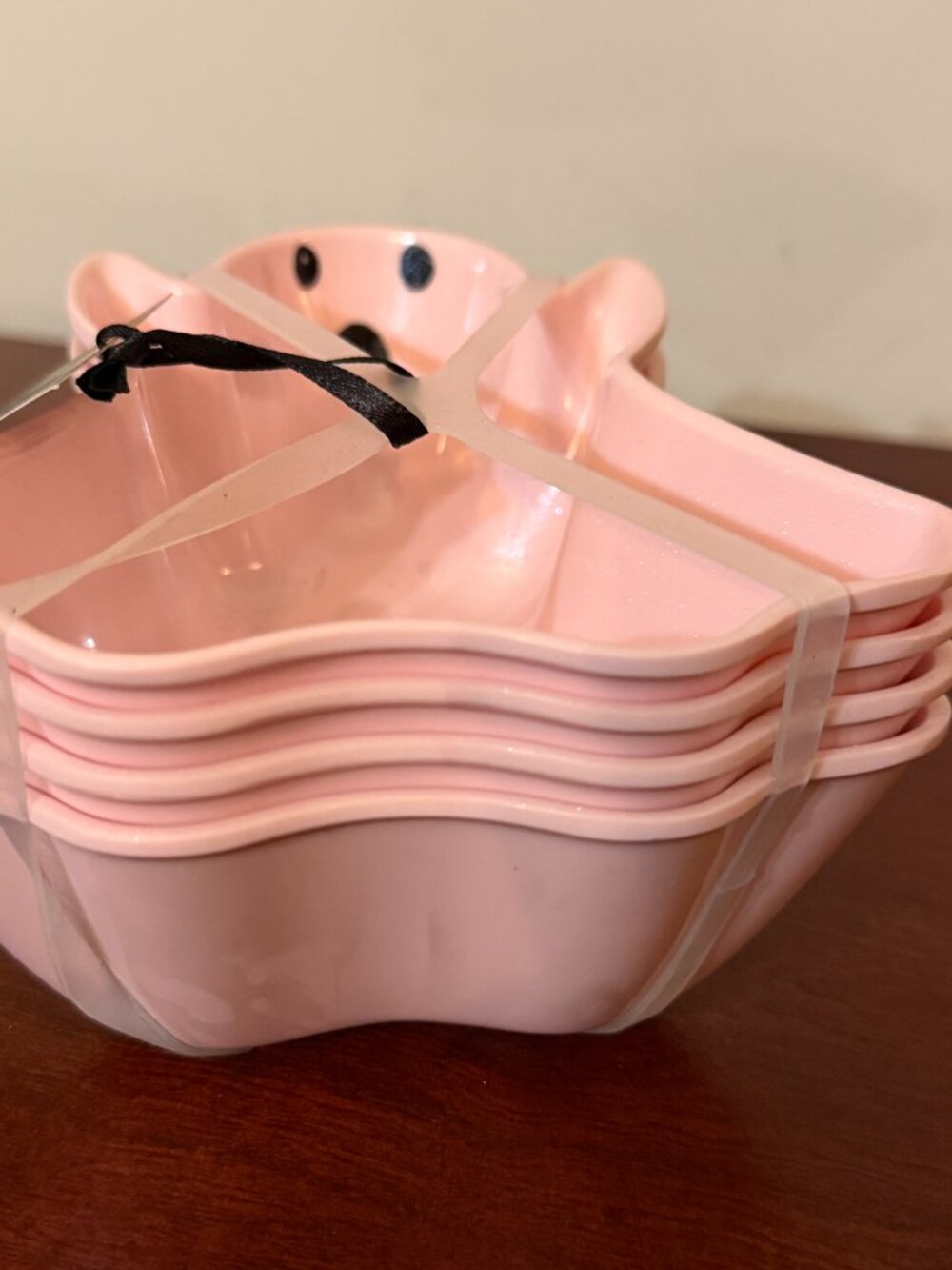 Spooky Night Pink Ghost Bowls Set of 4 Halloween Melamine Candy Snack Bowls - Picture 3 of 6